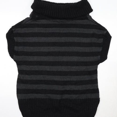 Dorothy Perkins Womens Black Roll Neck Striped Acrylic Pullover Jumper Size 14