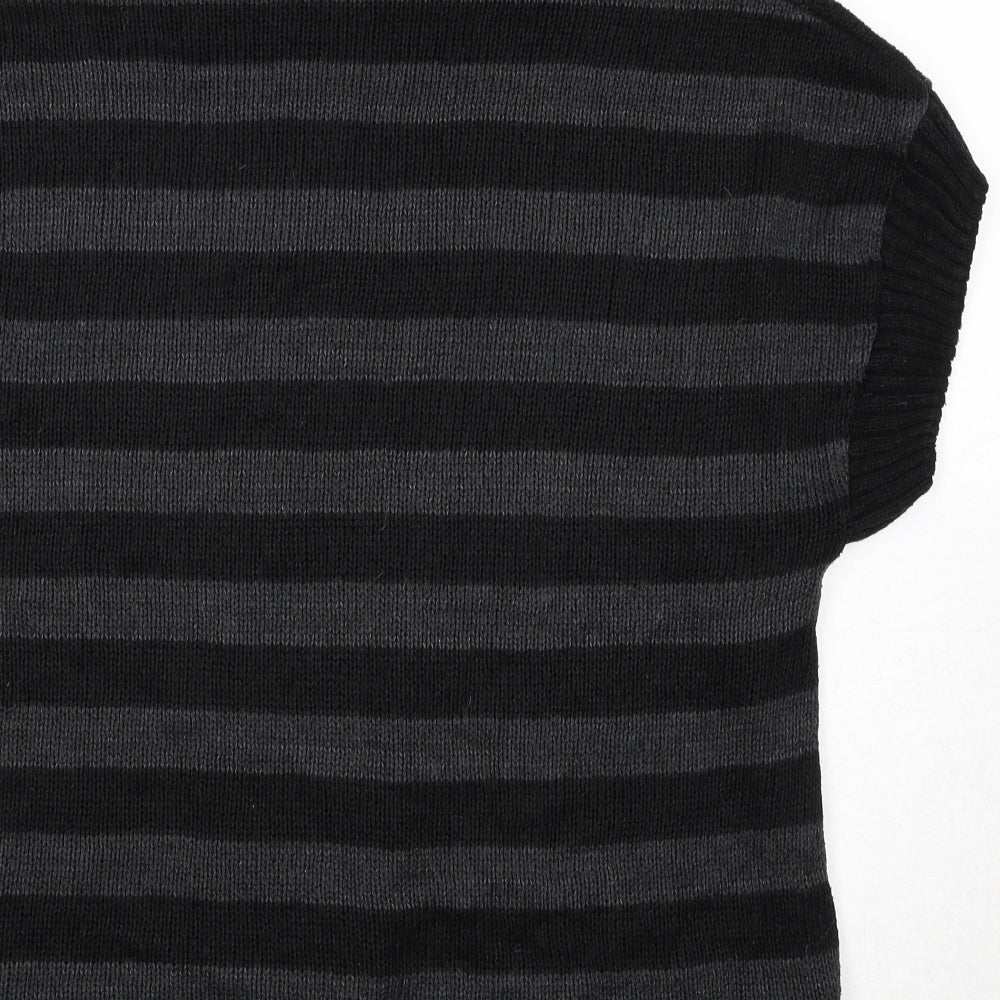 Dorothy Perkins Womens Black Roll Neck Striped Acrylic Pullover Jumper Size 14