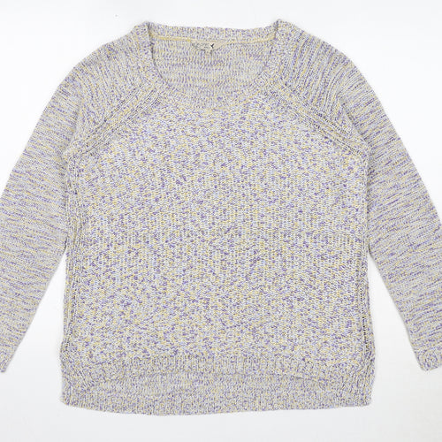 M&Co Womens Yellow Scoop Neck Cotton Pullover Jumper Size 14