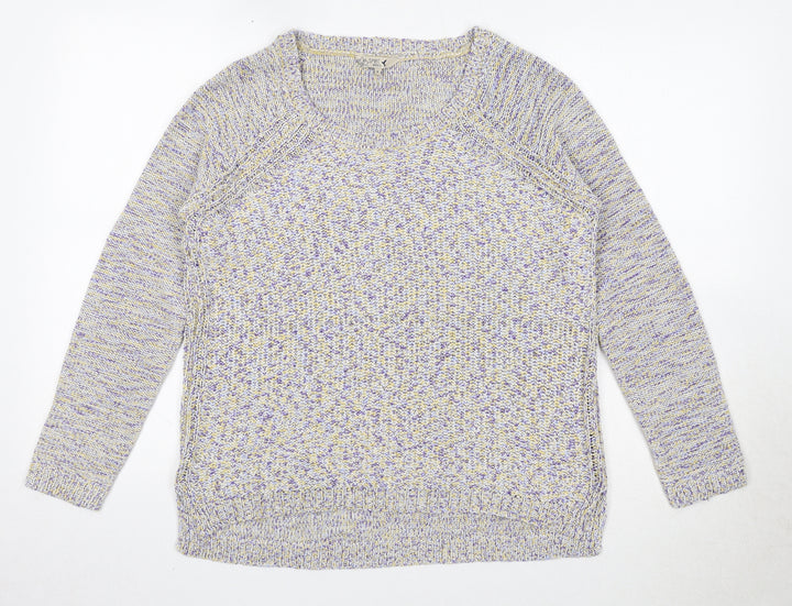 M&Co Womens Yellow Scoop Neck Cotton Pullover Jumper Size 14