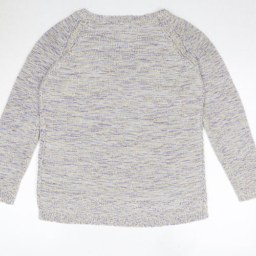 M&Co Womens Yellow Scoop Neck Cotton Pullover Jumper Size 14