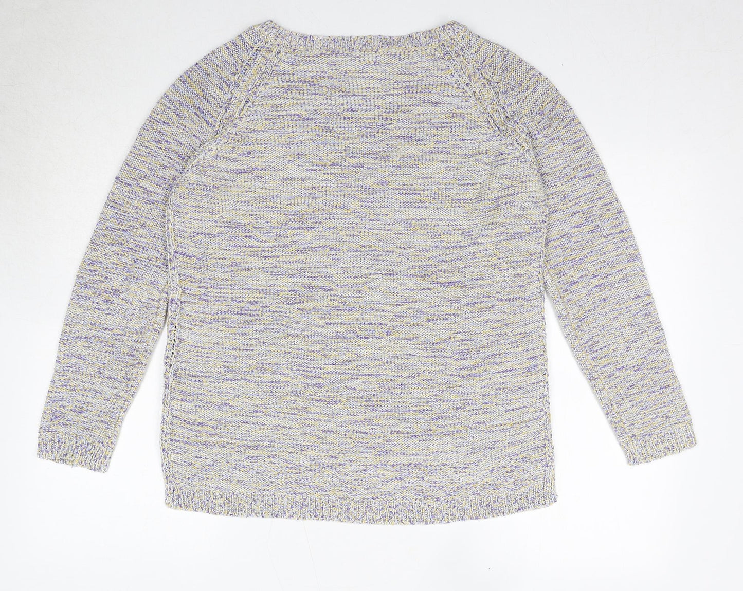 M&Co Womens Yellow Scoop Neck Cotton Pullover Jumper Size 14