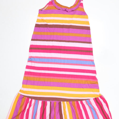 H&M Womens Multicoloured Striped Cotton Tank Dress Size S Scoop Neck