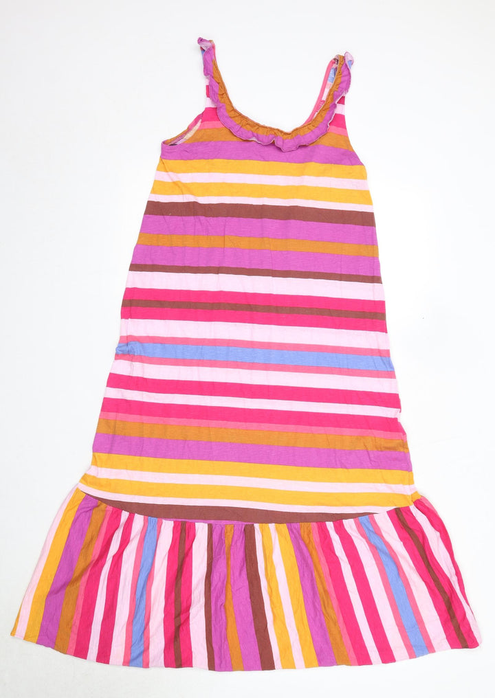 H&M Womens Multicoloured Striped Cotton Tank Dress Size S Scoop Neck