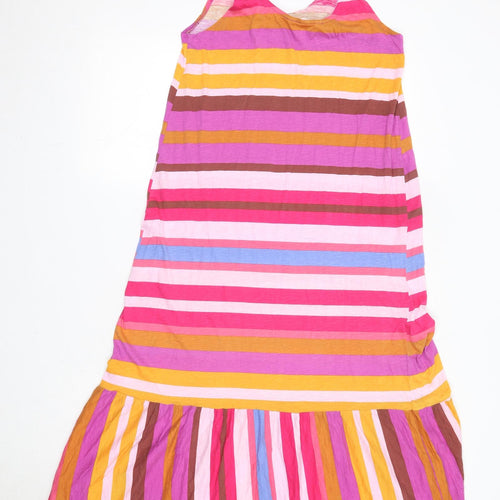 H&M Womens Multicoloured Striped Cotton Tank Dress Size S Scoop Neck