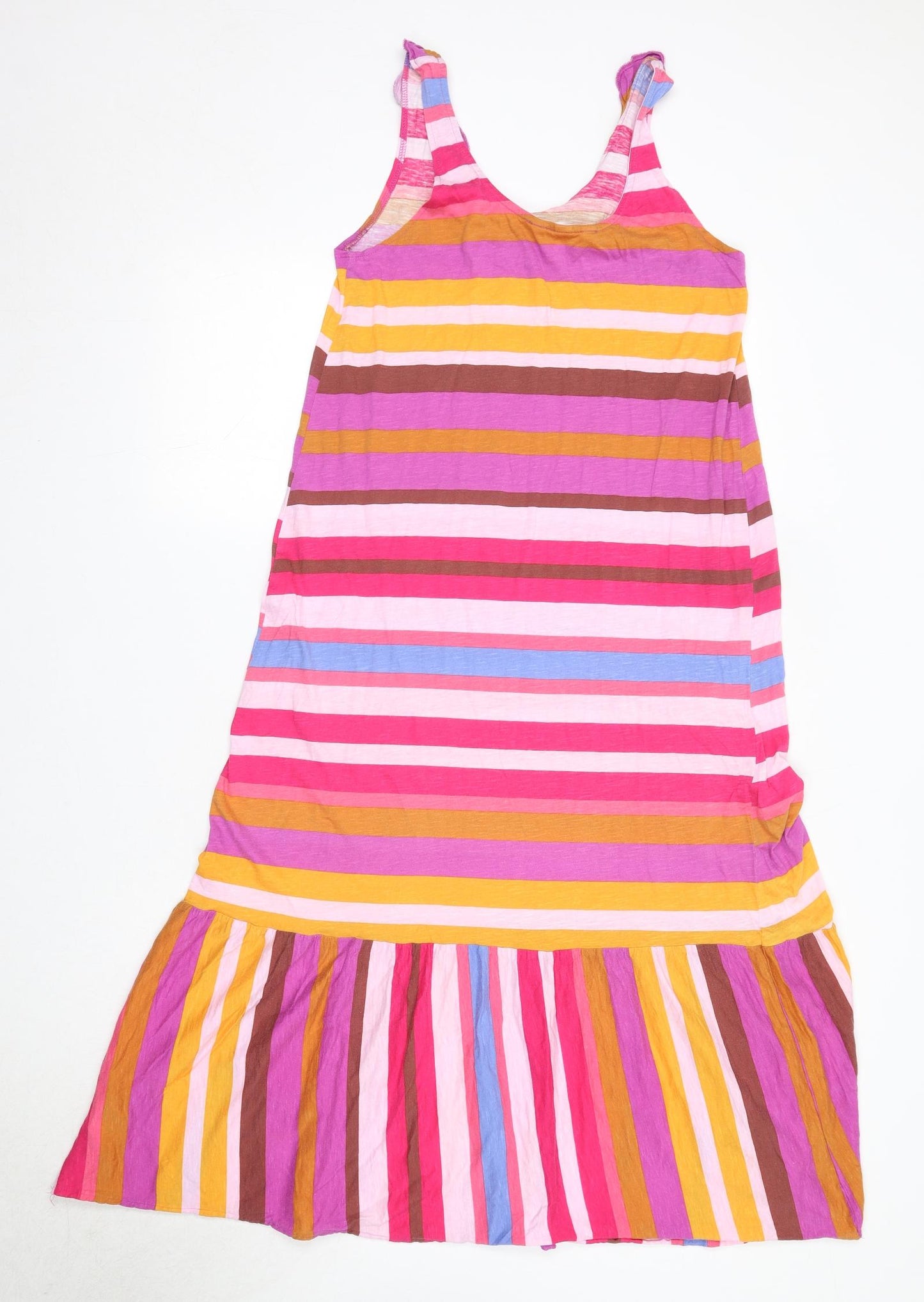 H&M Womens Multicoloured Striped Cotton Tank Dress Size S Scoop Neck