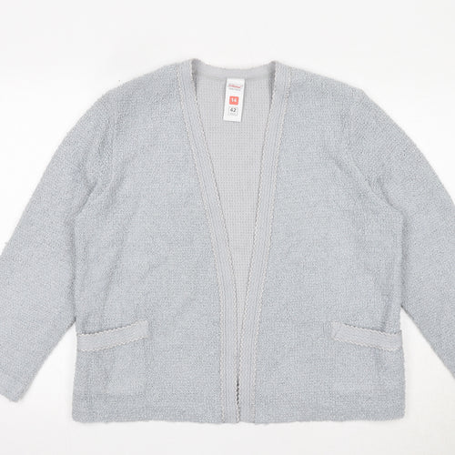 St Michael Womens Grey V-Neck Acrylic Cardigan Jumper Size 14