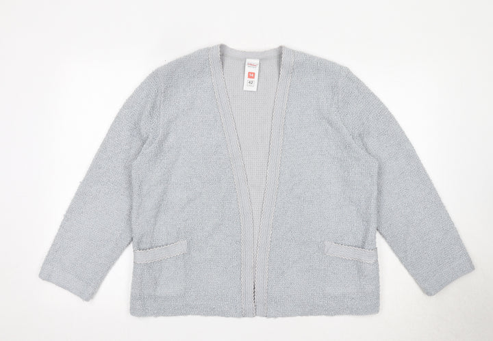 St Michael Womens Grey V-Neck Acrylic Cardigan Jumper Size 14