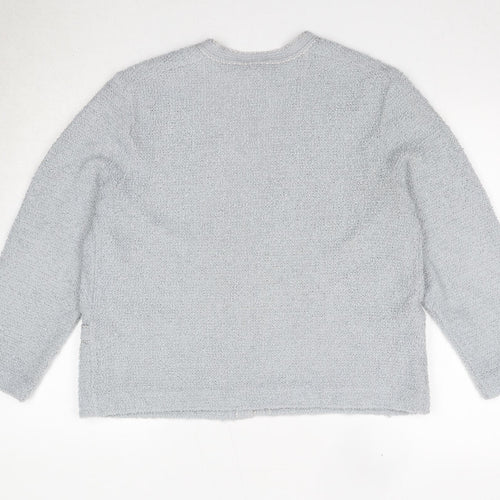 St Michael Womens Grey V-Neck Acrylic Cardigan Jumper Size 14