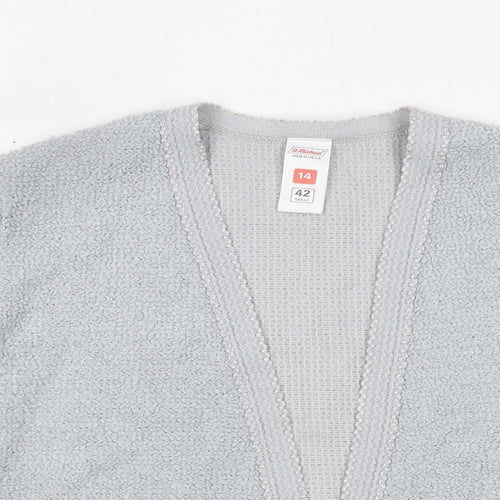 St Michael Womens Grey V-Neck Acrylic Cardigan Jumper Size 14
