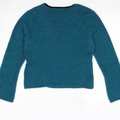 Kaliko Womens Green V-Neck Angora Wrap Jumper Size 16