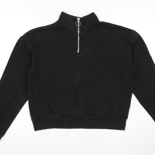 Pull&Bear Womens Black Polyester Pullover Sweatshirt Size S Zip