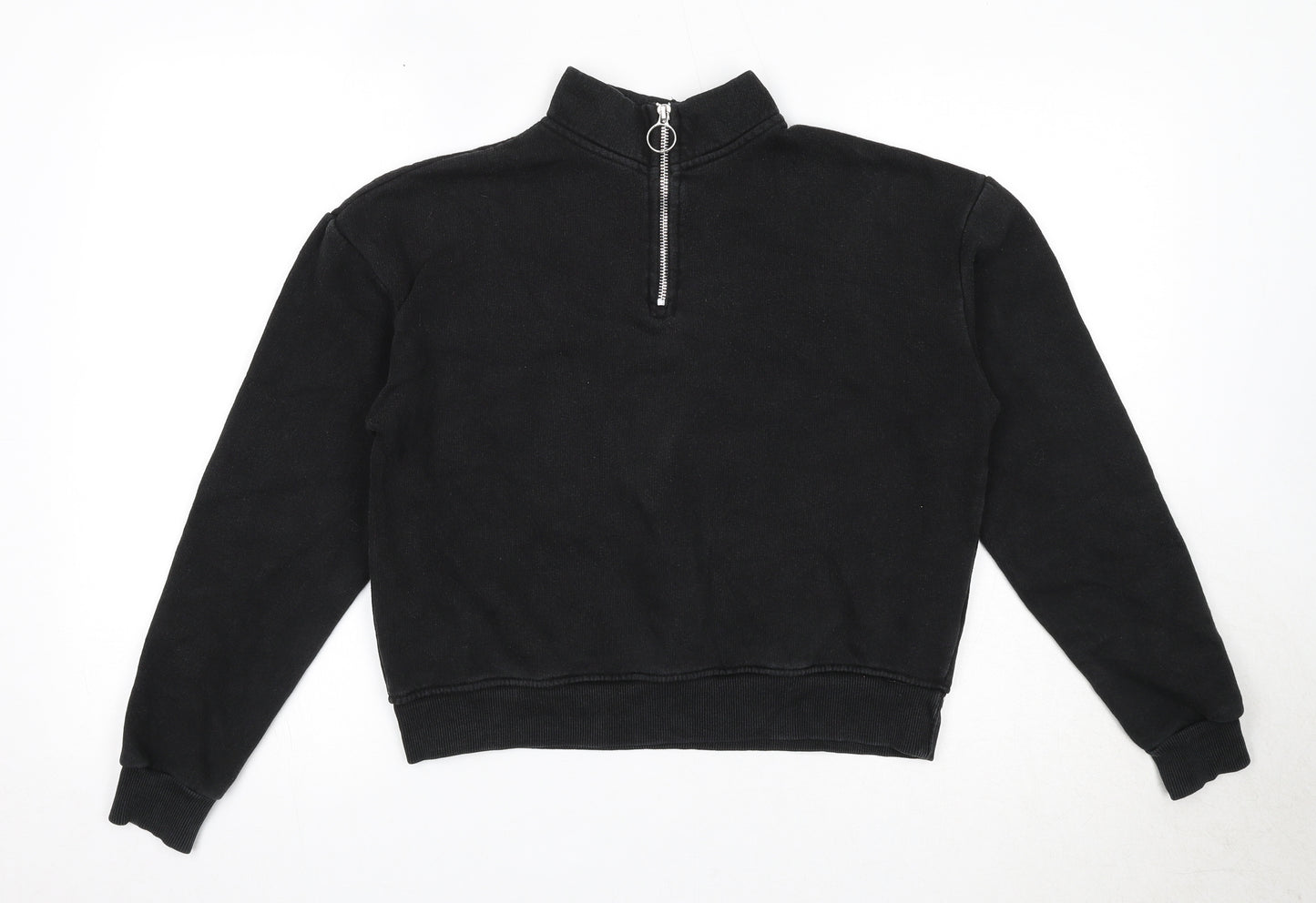 Pull&Bear Womens Black Polyester Pullover Sweatshirt Size S Zip