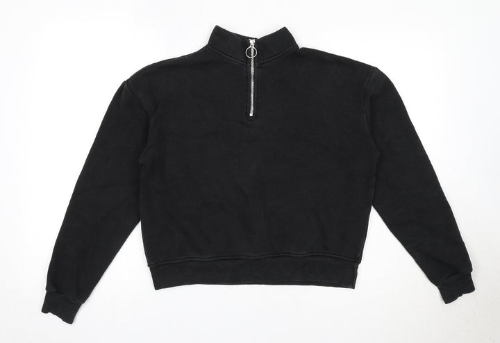 Pull&Bear Womens Black Polyester Pullover Sweatshirt Size S Zip