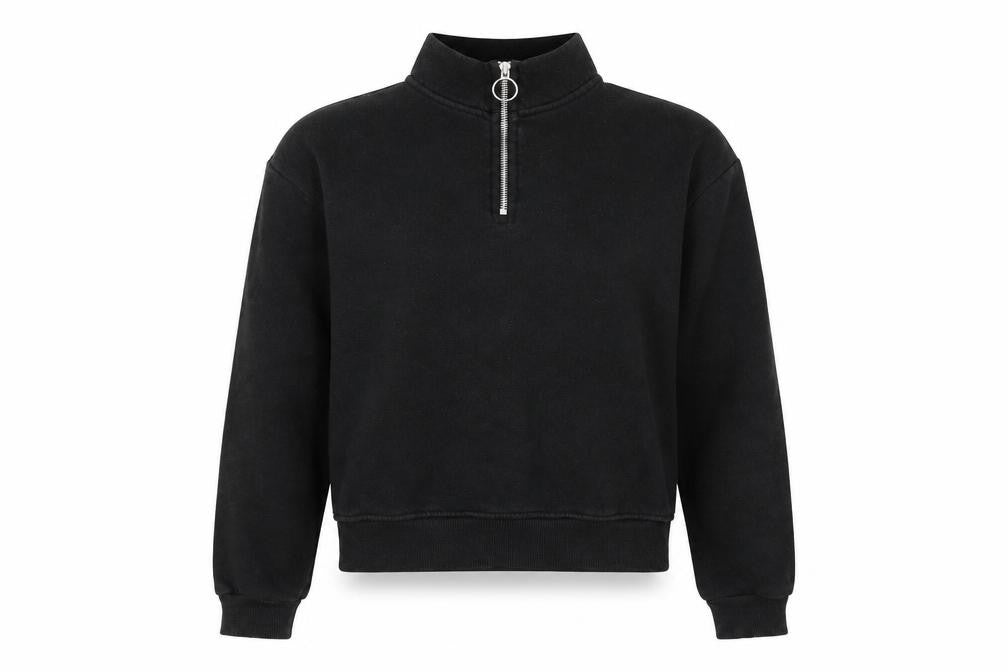 Pull&Bear Womens Black Polyester Pullover Sweatshirt Size S Zip