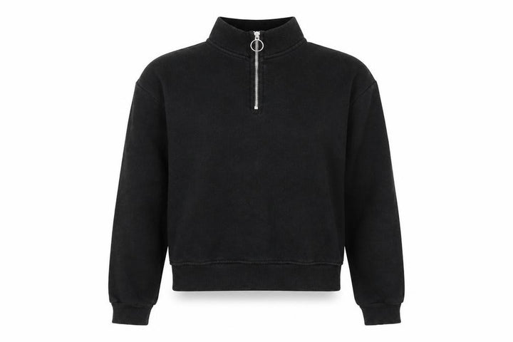 Pull&Bear Womens Black Polyester Pullover Sweatshirt Size S Zip