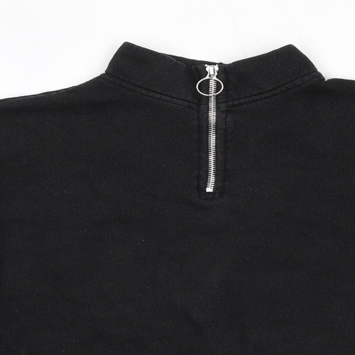 Pull&Bear Womens Black Polyester Pullover Sweatshirt Size S Zip
