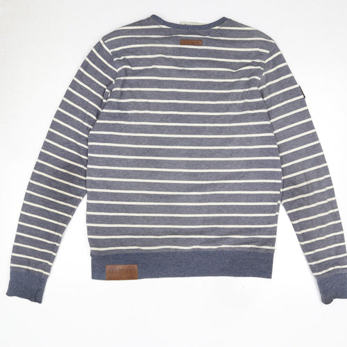 Naketano Mens Blue Striped Cotton Pullover Sweatshirt Size S