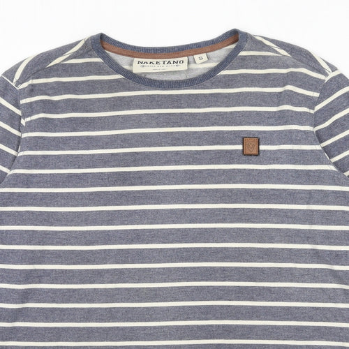 Naketano Mens Blue Striped Cotton Pullover Sweatshirt Size S