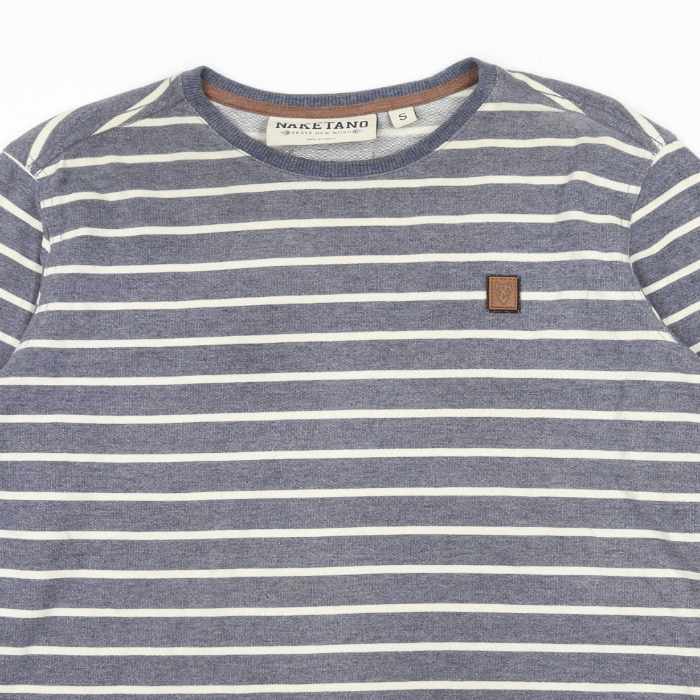 Naketano Mens Blue Striped Cotton Pullover Sweatshirt Size S