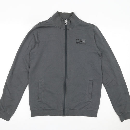 Emporio Armani Ea7 Boys Grey Cotton Full Zip Sweatshirt Size 14 Years Zip