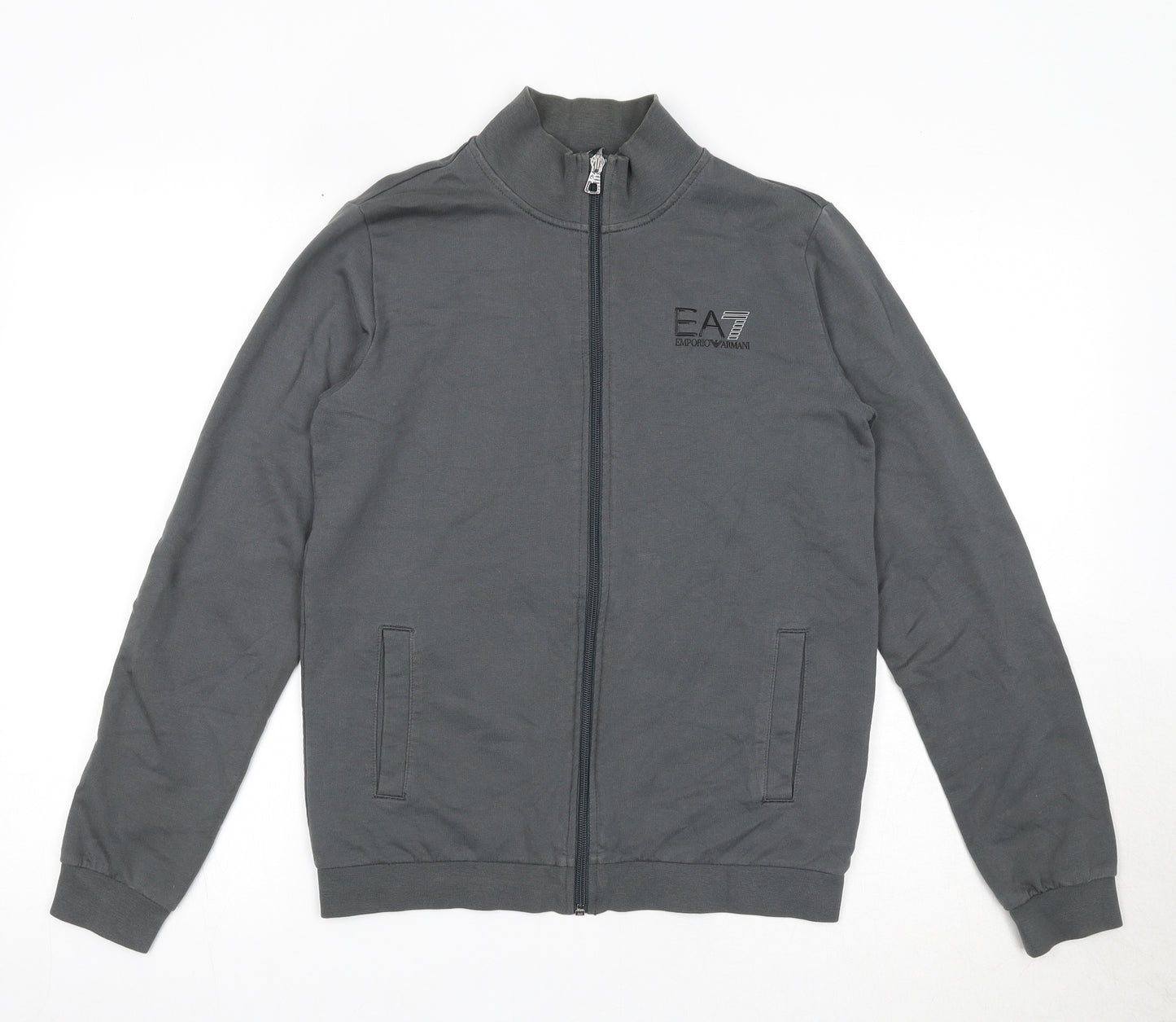 Emporio Armani Ea7 Boys Grey Cotton Full Zip Sweatshirt Size 14 Years Zip
