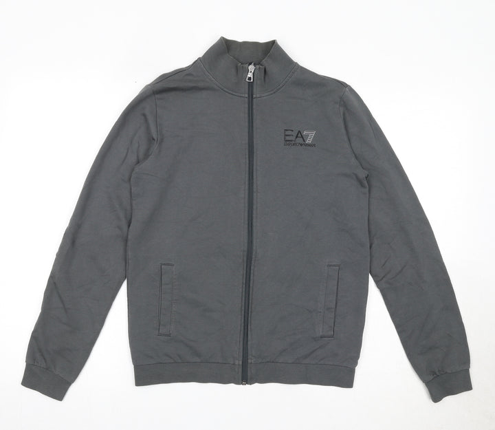 Emporio Armani Ea7 Boys Grey Cotton Full Zip Sweatshirt Size 14 Years Zip