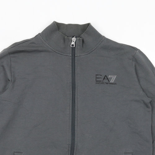 Emporio Armani Ea7 Boys Grey Cotton Full Zip Sweatshirt Size 14 Years Zip