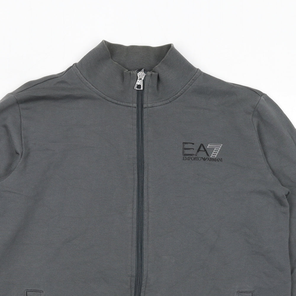 Emporio Armani Ea7 Boys Grey Cotton Full Zip Sweatshirt Size 14 Years Zip
