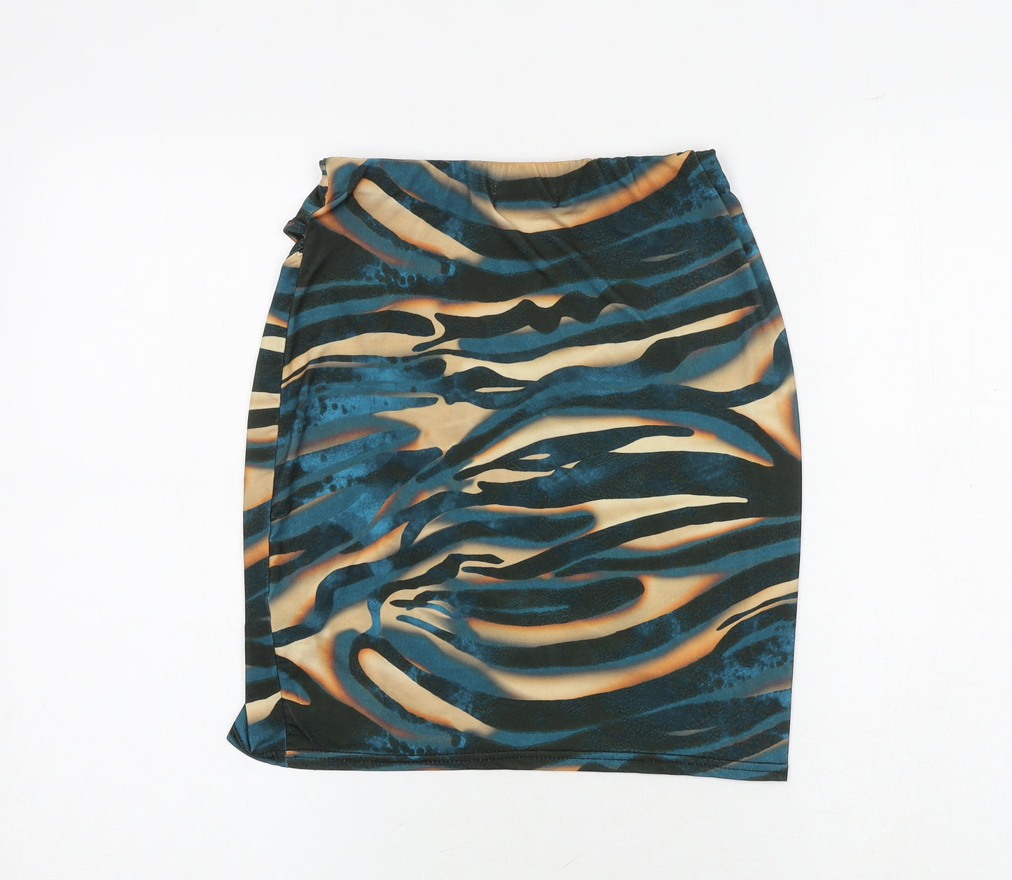 PRETTYLITTLETHING Womens Multicoloured Geometric Polyester Bandage Skirt Size 10