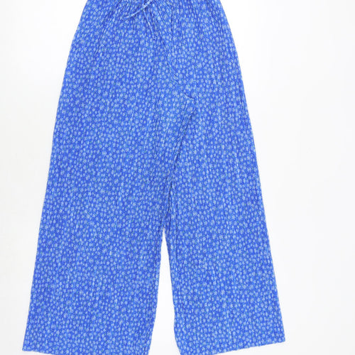 Zara Girls Blue Floral Polyester Jogger Trousers Size 13-14 Years Regular Tie