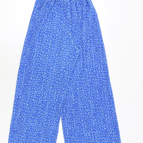 Zara Girls Blue Floral Polyester Jogger Trousers Size 13-14 Years Regular Tie