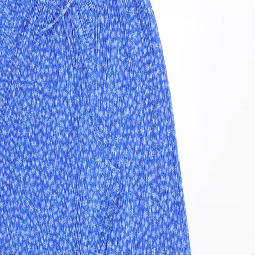 Zara Girls Blue Floral Polyester Jogger Trousers Size 13-14 Years Regular Tie