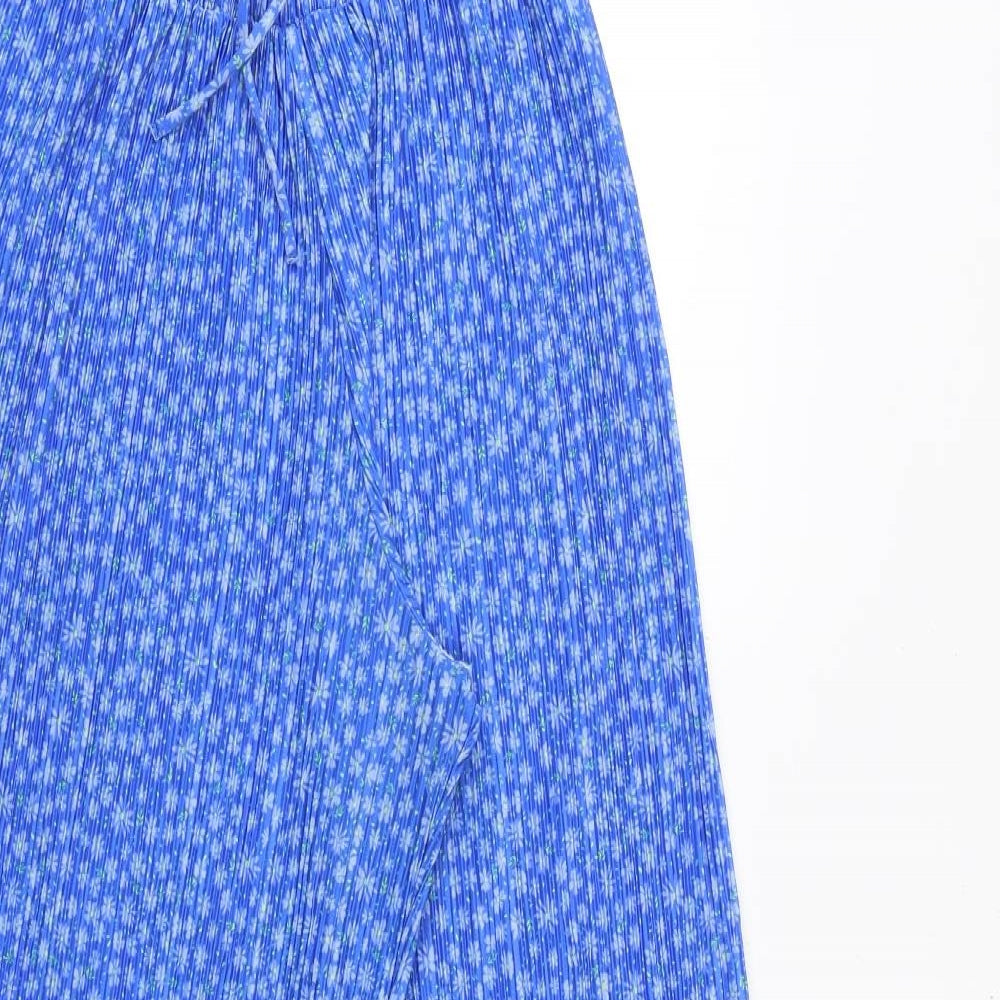 Zara Girls Blue Floral Polyester Jogger Trousers Size 13-14 Years Regular Tie