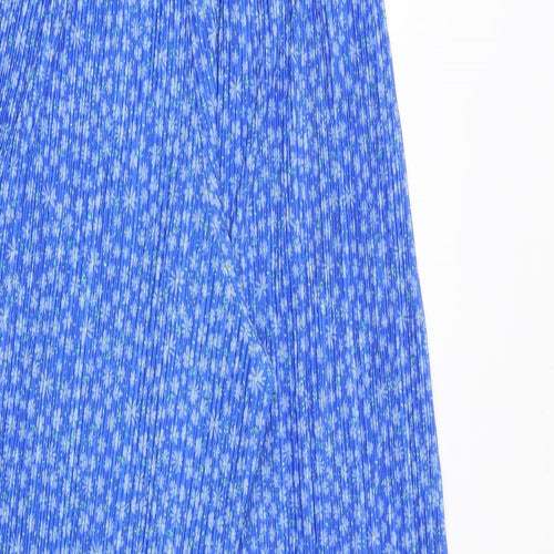 Zara Girls Blue Floral Polyester Jogger Trousers Size 13-14 Years Regular Tie