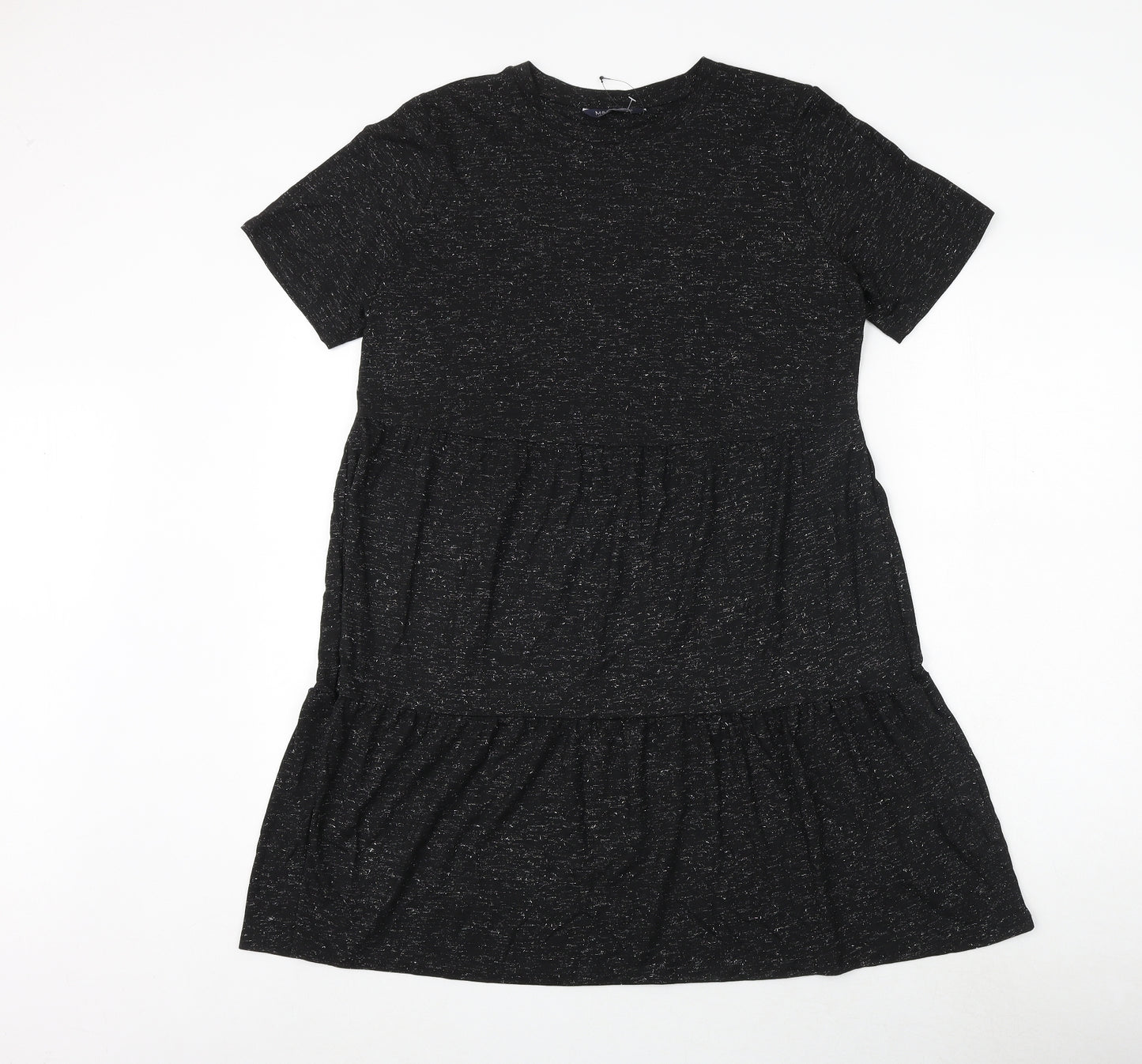 Marks and Spencer Womens Black Viscose T-Shirt Dress Size 14 Round Neck Pullover