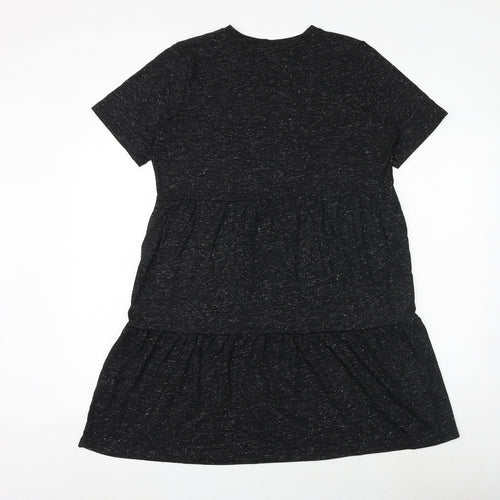 Marks and Spencer Womens Black Viscose T-Shirt Dress Size 14 Round Neck Pullover