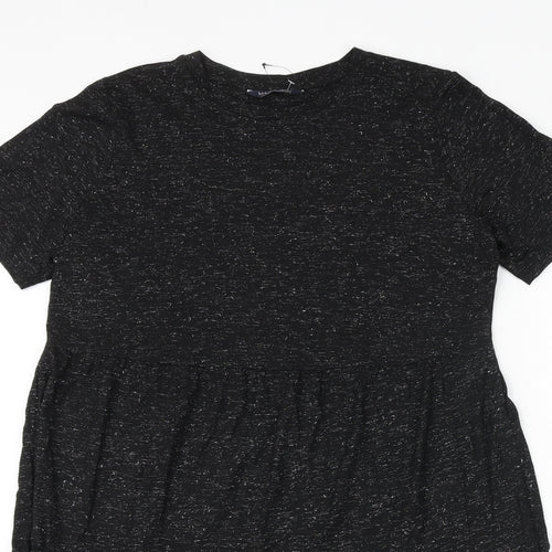 Marks and Spencer Womens Black Viscose T-Shirt Dress Size 14 Round Neck Pullover
