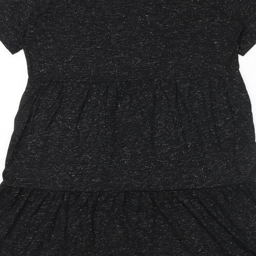 Marks and Spencer Womens Black Viscose T-Shirt Dress Size 14 Round Neck Pullover