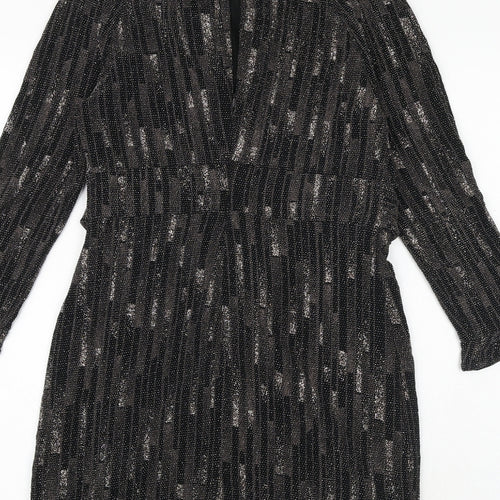 Principles Womens Black Geometric Polyester A-Line Size 12 Round Neck Tie