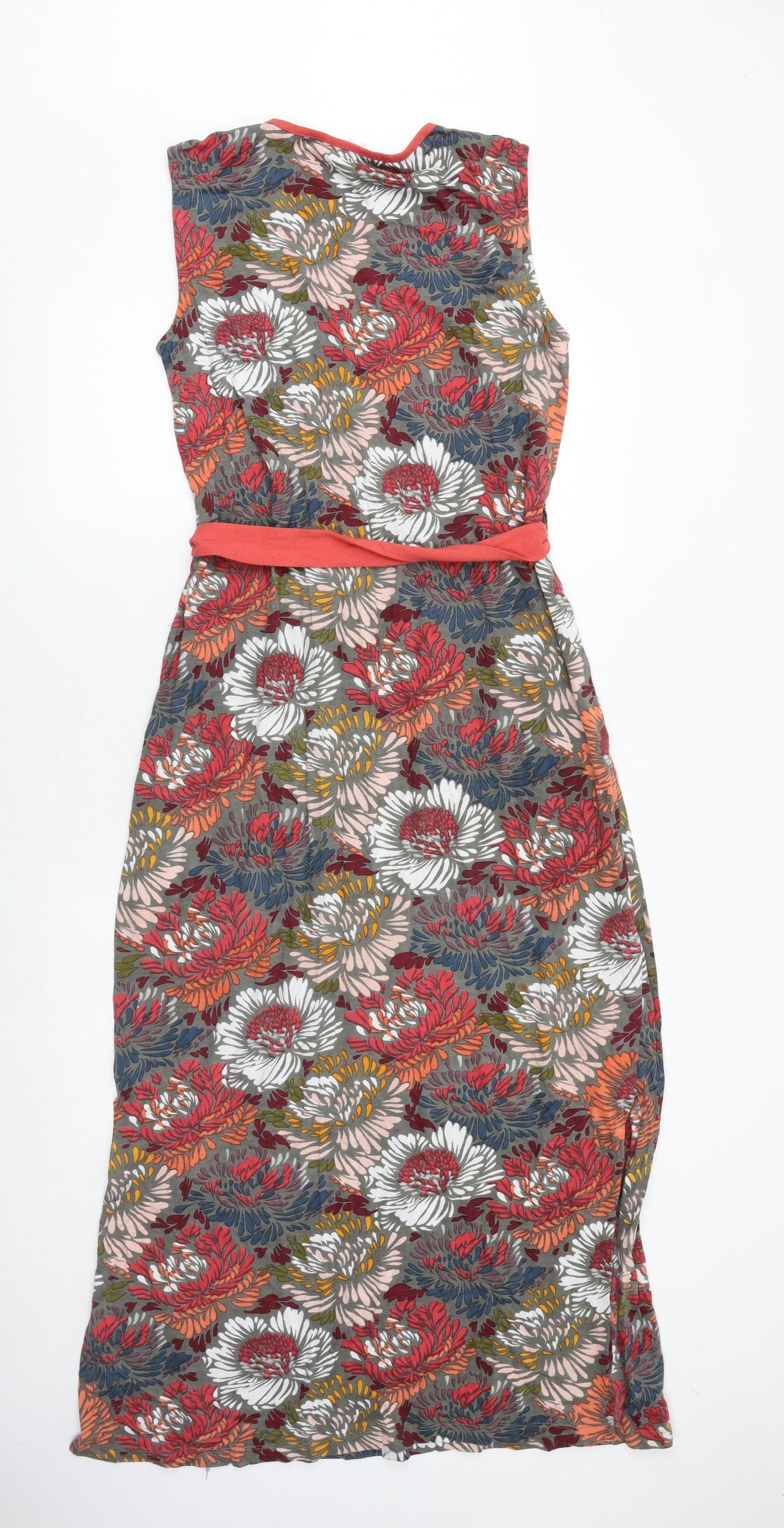 Nomads Womens Multicoloured Floral Polyester A-Line Size 14 Round Neck Tie