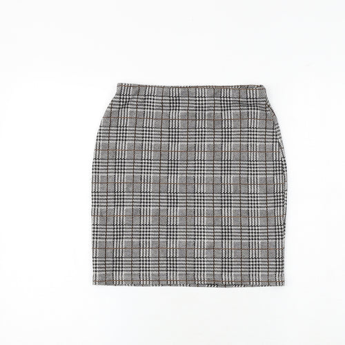 New Look Womens Black Plaid Polyester Straight & Pencil Skirt Size 8