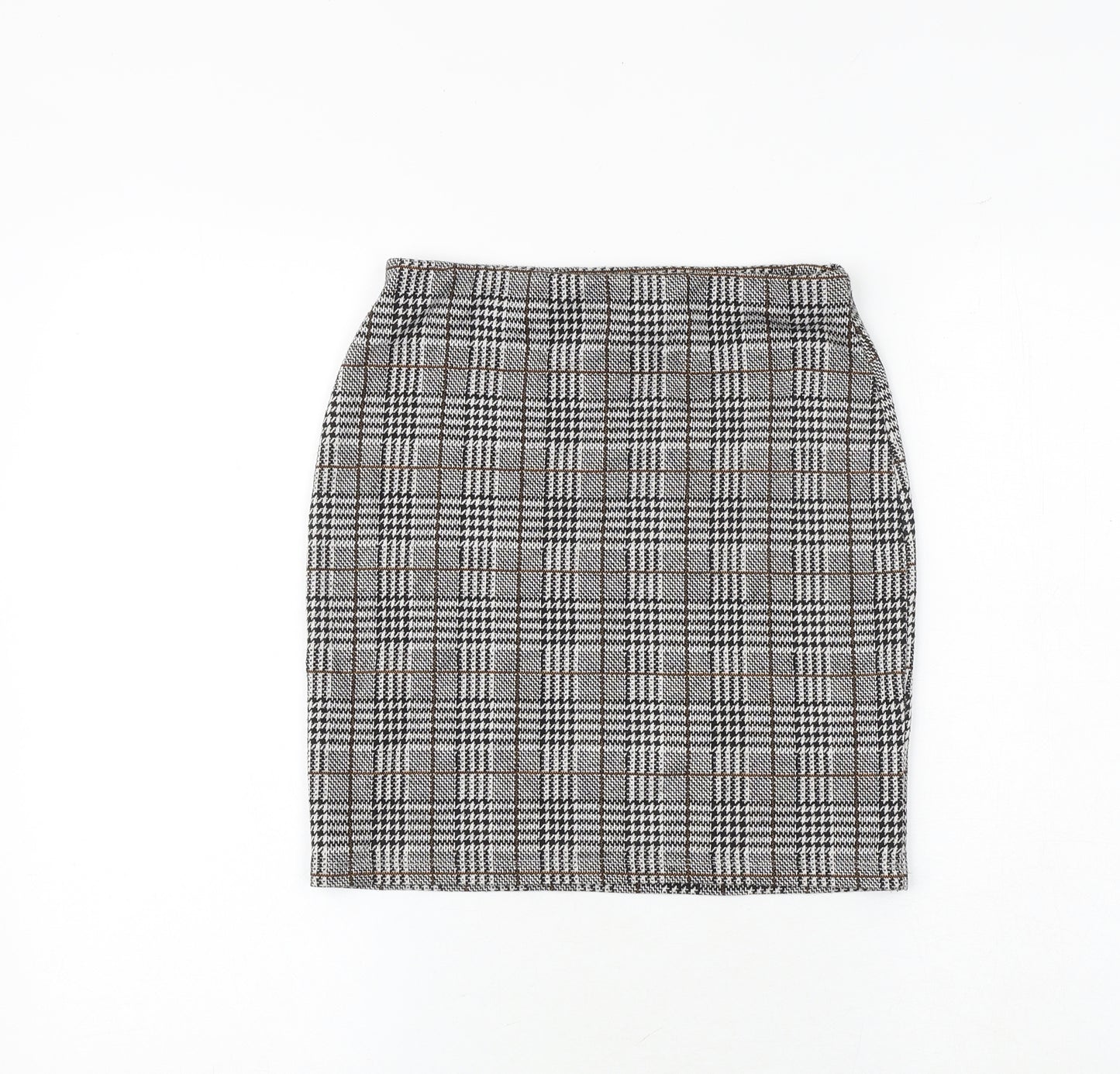 New Look Womens Black Plaid Polyester Straight & Pencil Skirt Size 8