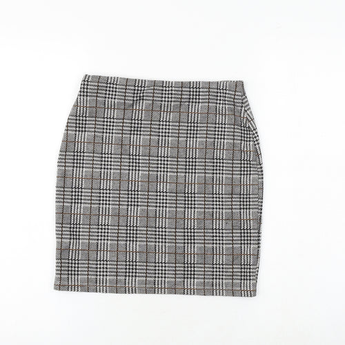 New Look Womens Black Plaid Polyester Straight & Pencil Skirt Size 8