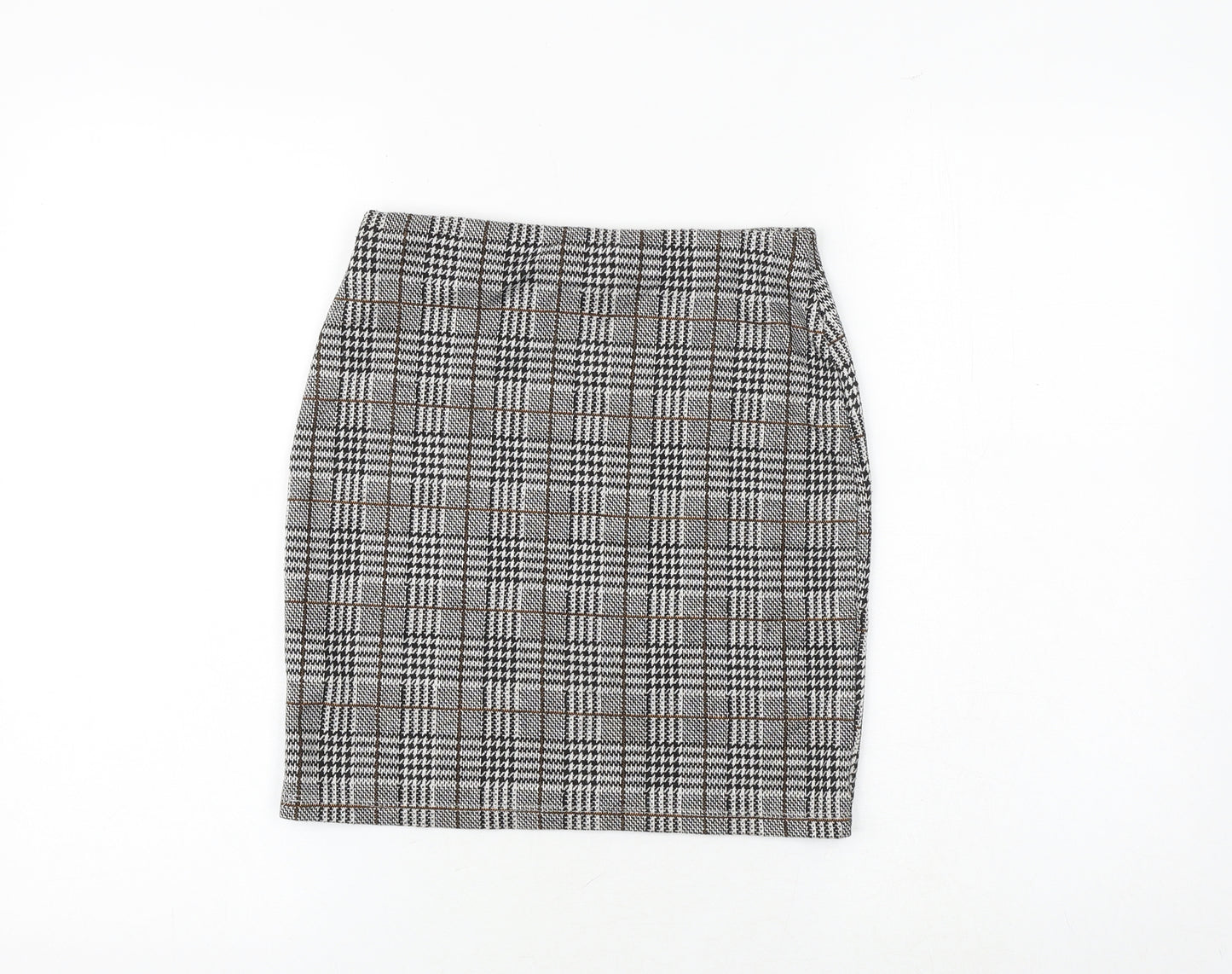 New Look Womens Black Plaid Polyester Straight & Pencil Skirt Size 8