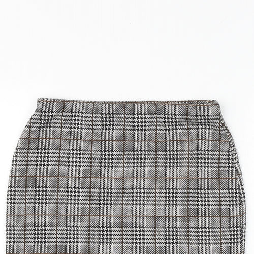 New Look Womens Black Plaid Polyester Straight & Pencil Skirt Size 8
