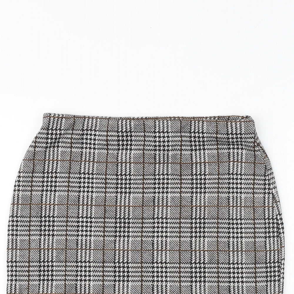 New Look Womens Black Plaid Polyester Straight & Pencil Skirt Size 8