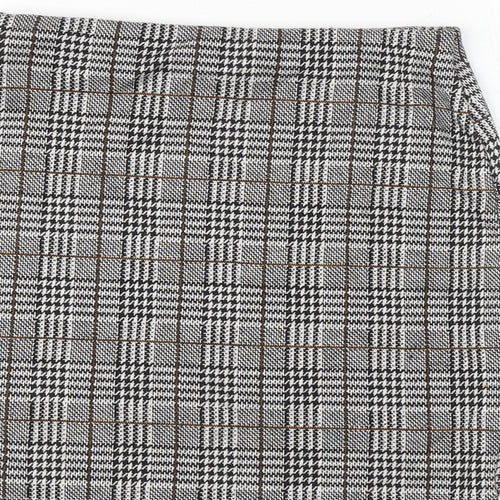 New Look Womens Black Plaid Polyester Straight & Pencil Skirt Size 8