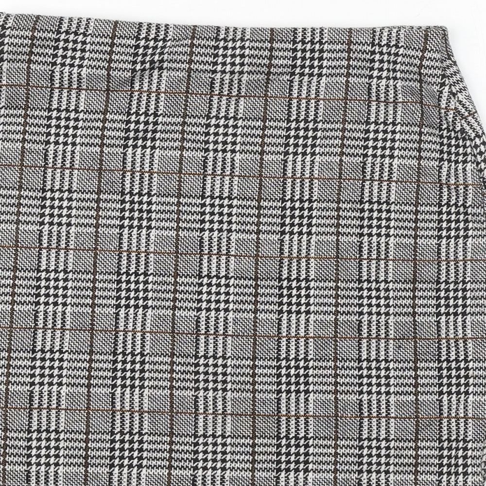 New Look Womens Black Plaid Polyester Straight & Pencil Skirt Size 8