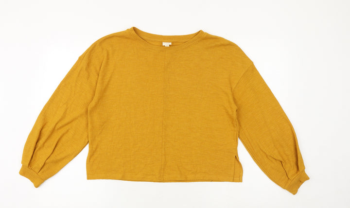 H&M Womens Yellow Polyester Basic Blouse Size S Boat Neck